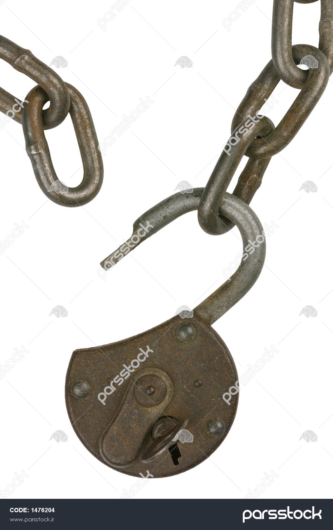 1476204-یک-قفل-باز-قدیمی-با-زنجیره